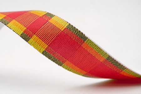 Scharlachrot, Ringelblume und Moos Fröhliches Plaid-Ribbon_AI